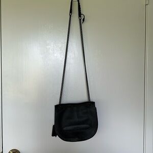 Coach black pebbled leather with chain strap crossbody purse